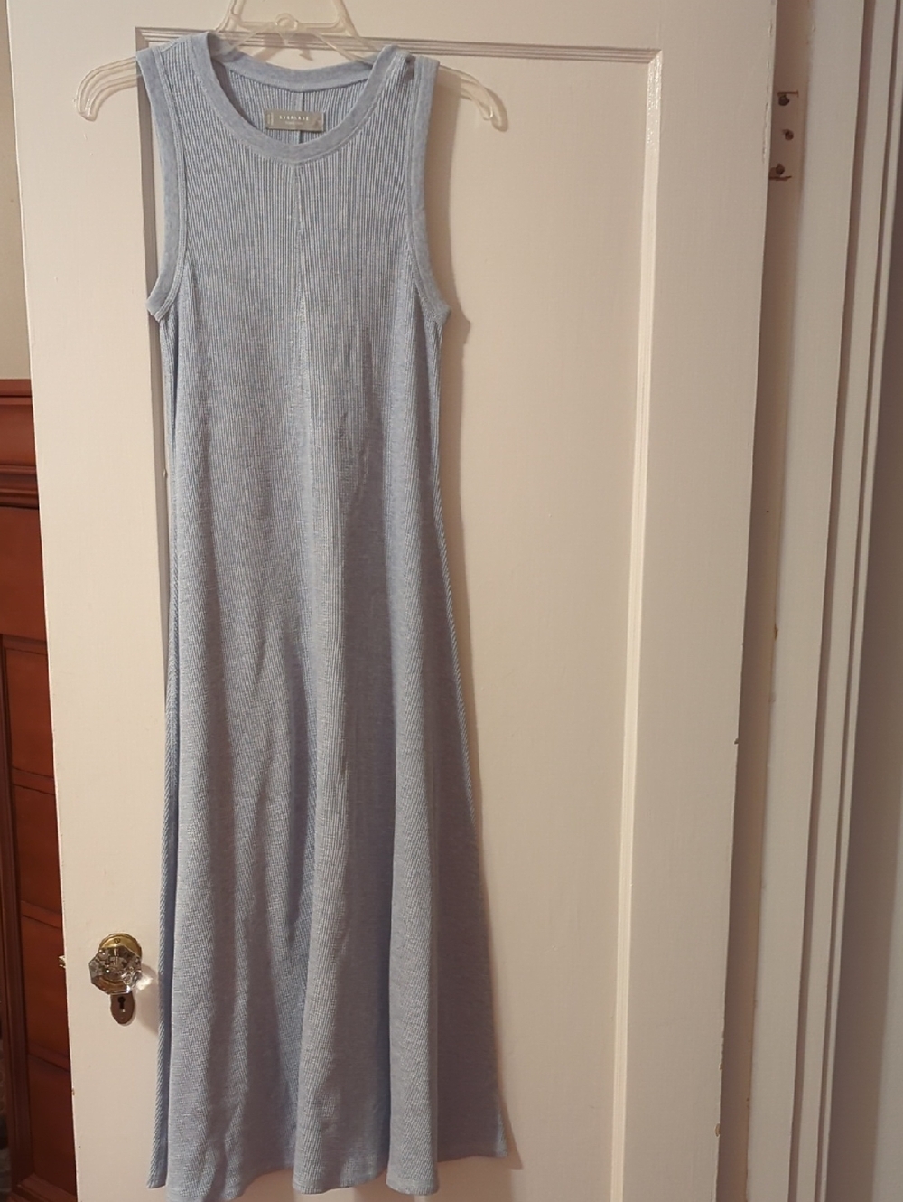 🆕 EVERLANE The Blue Organic Cotton Waffle Tank Dress